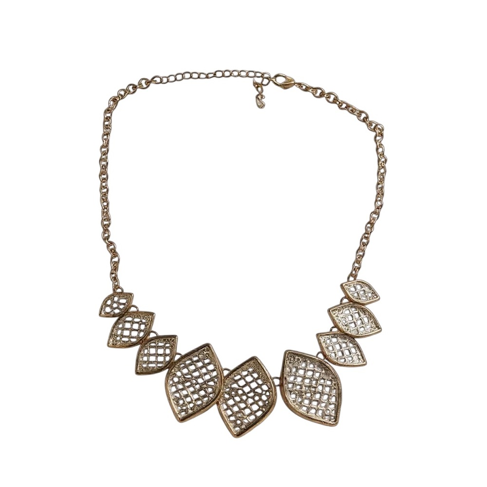 Gold Leaves Geometric Statement Necklace